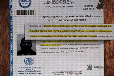 requisitos carta de antecedentes no penales puebla|Requisitos legales en Puebla para carta de。